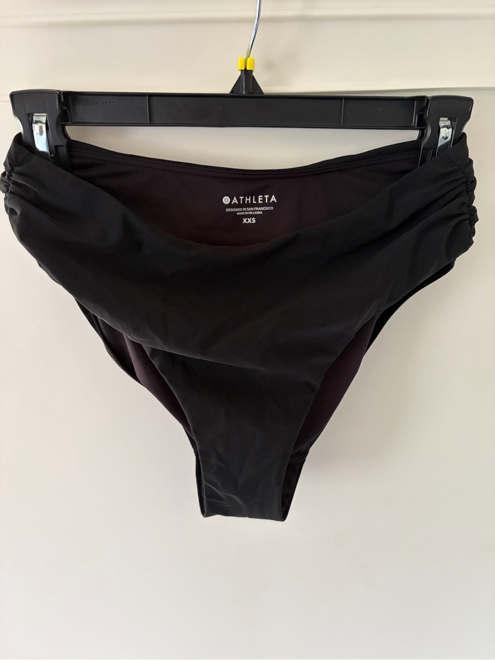Athleta Black Ruched Mid-Rise Bikini Bottoms
